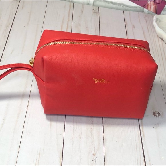 Charlotte & Emerson Handbags - Charlotte & Emerson Toiletry/Cosmetic Bag - Red & Leopard